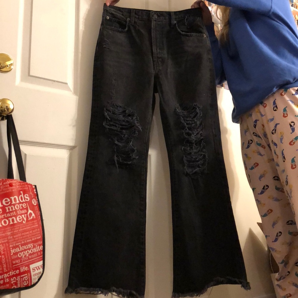 Carmar flare black ripped jeans